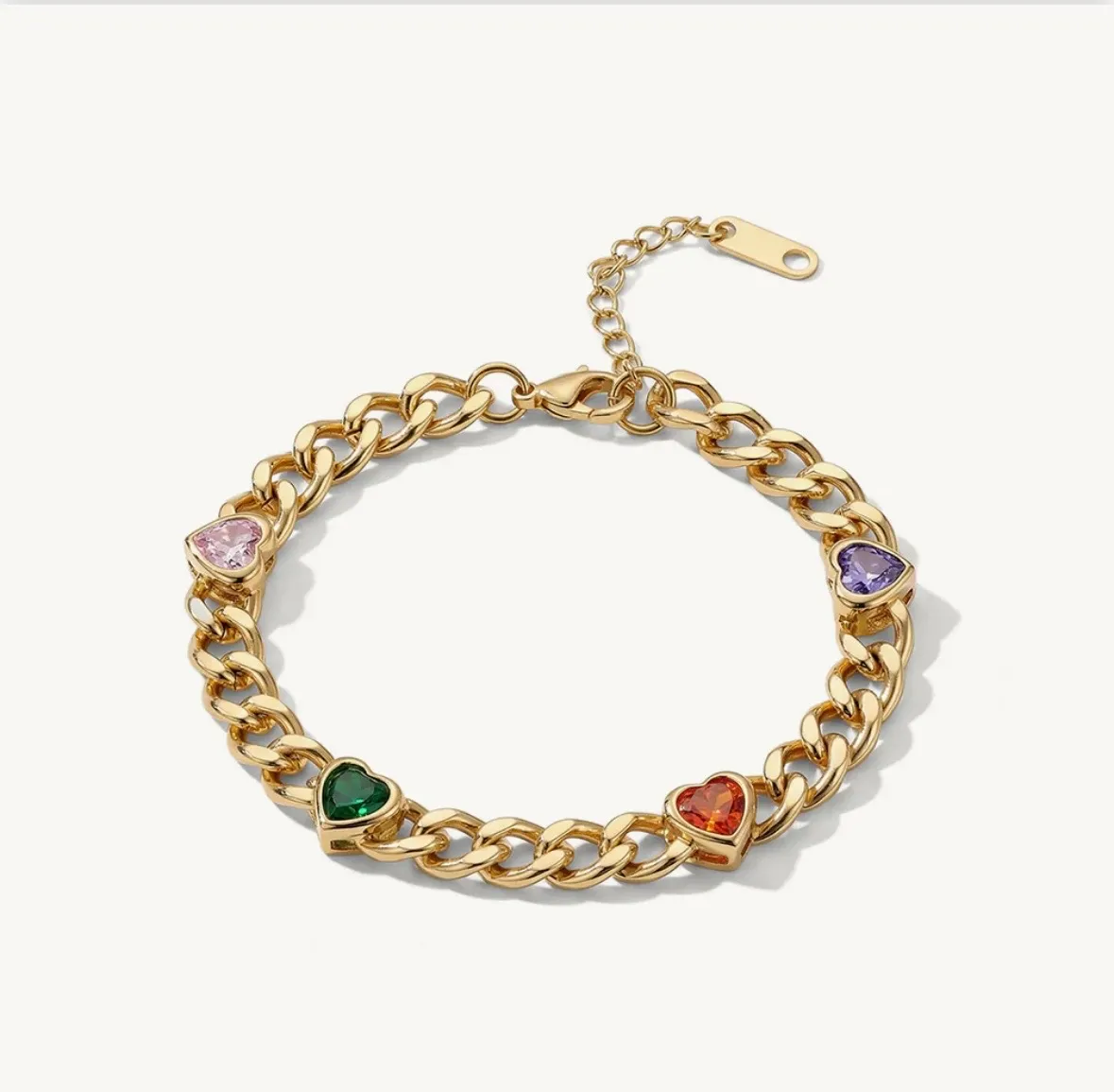 Multi color heart gem bracelet