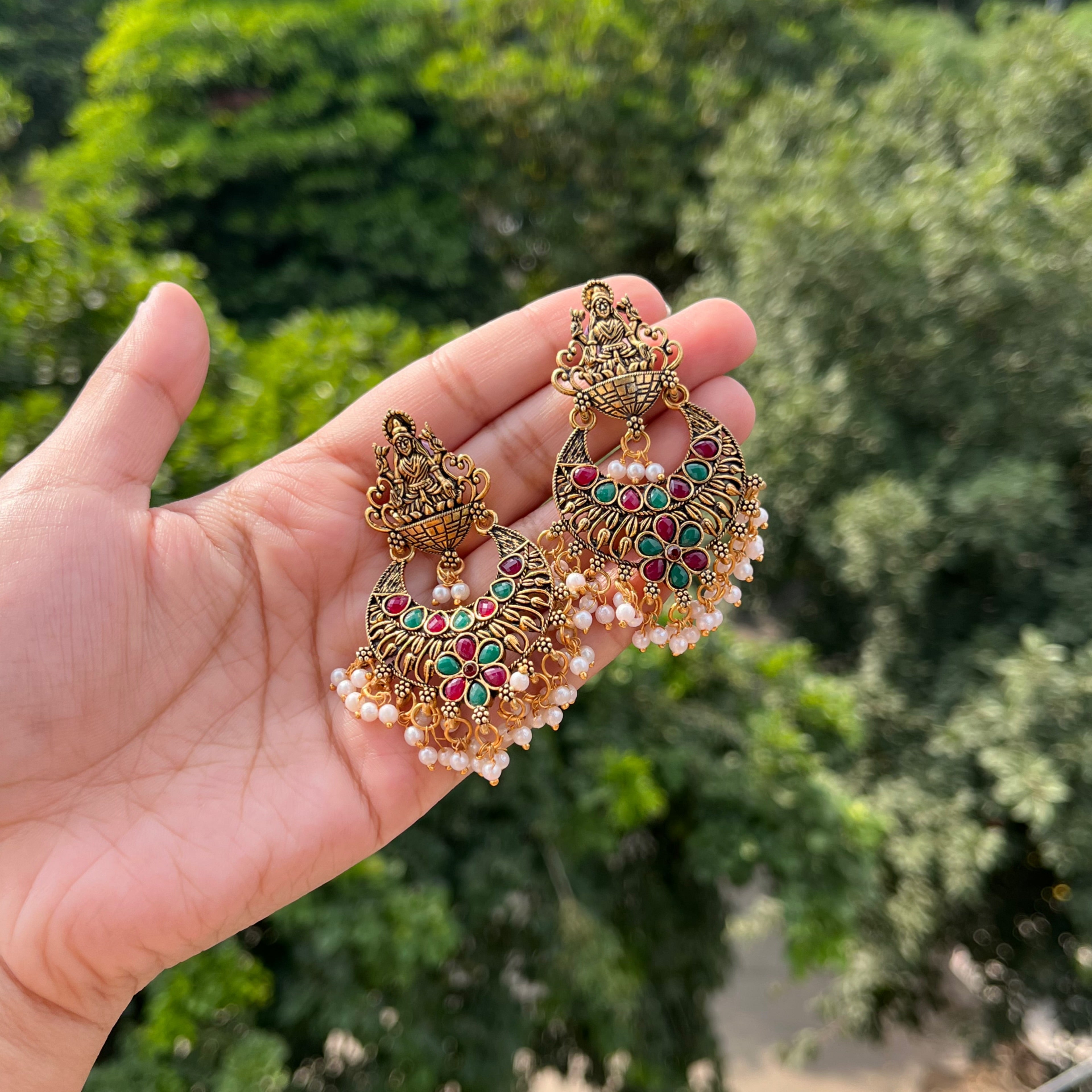 Sri Golden Ethnic Earrings