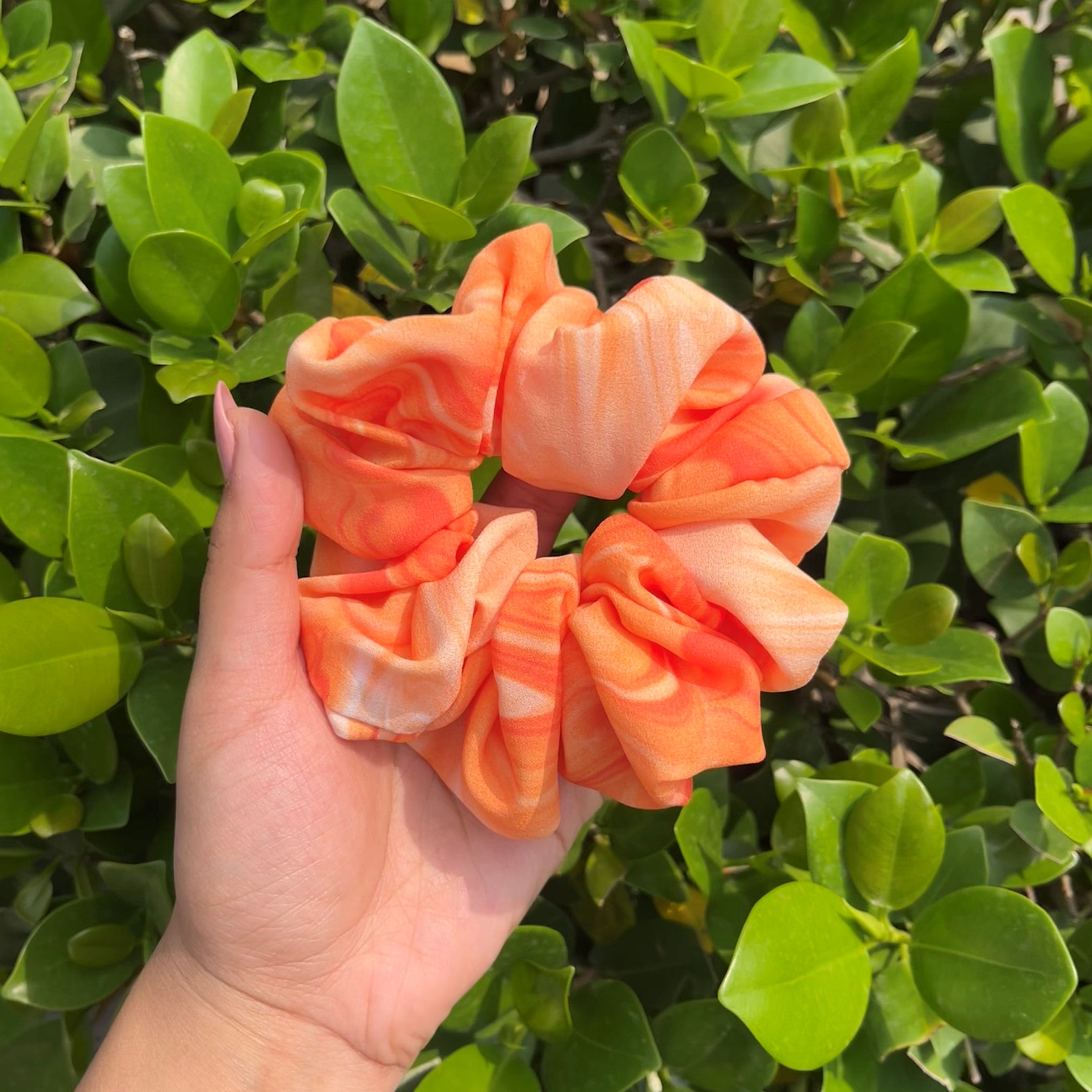 Orange Marble Scrunchie