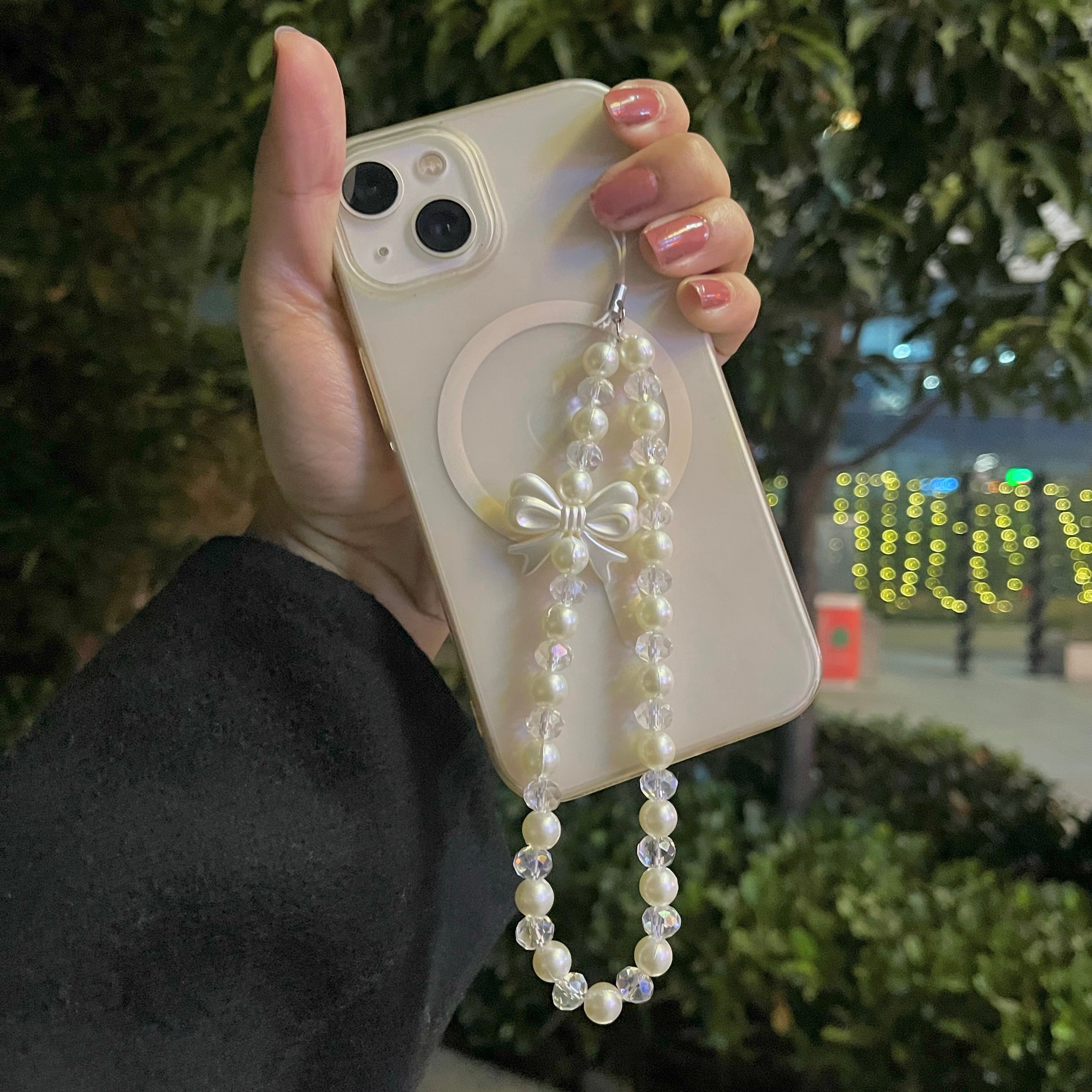 Rhinestone and Bow Phone Charm