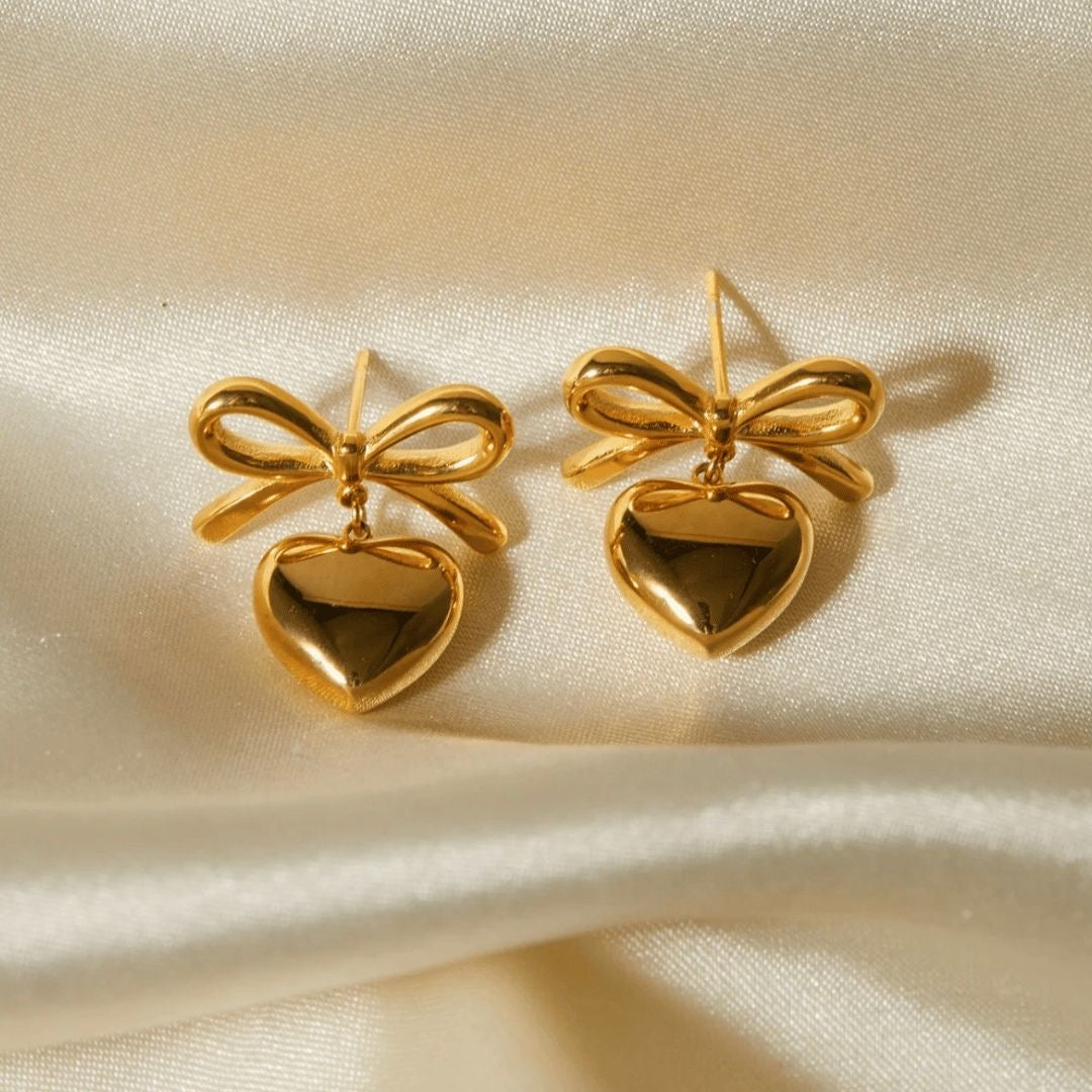 Bow & Heart Earrings - Image 2