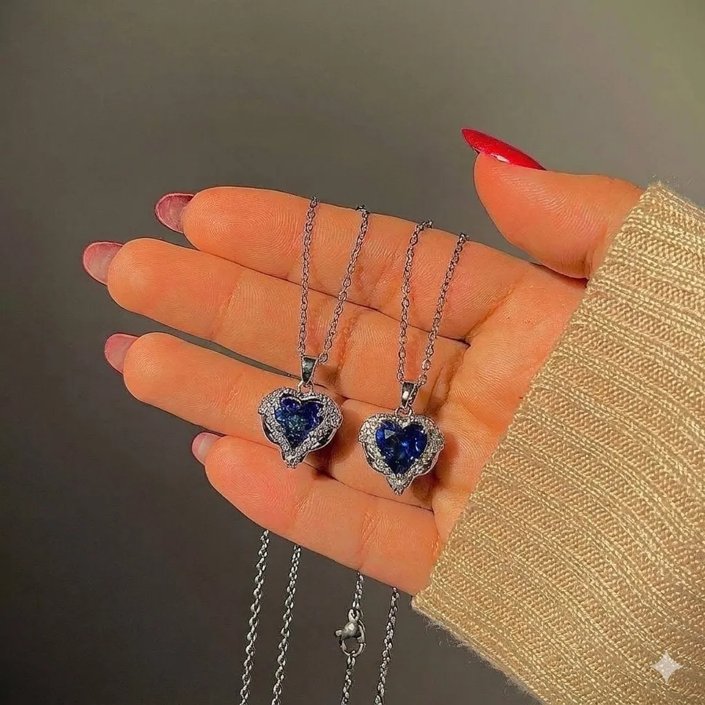  Blue Sapphire Heart Pendant 